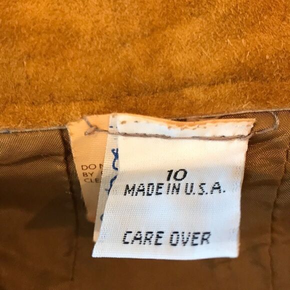 Vintage Leather Craft Mustard suede leather women’s skirt Sz10 - Picture 3 of 3